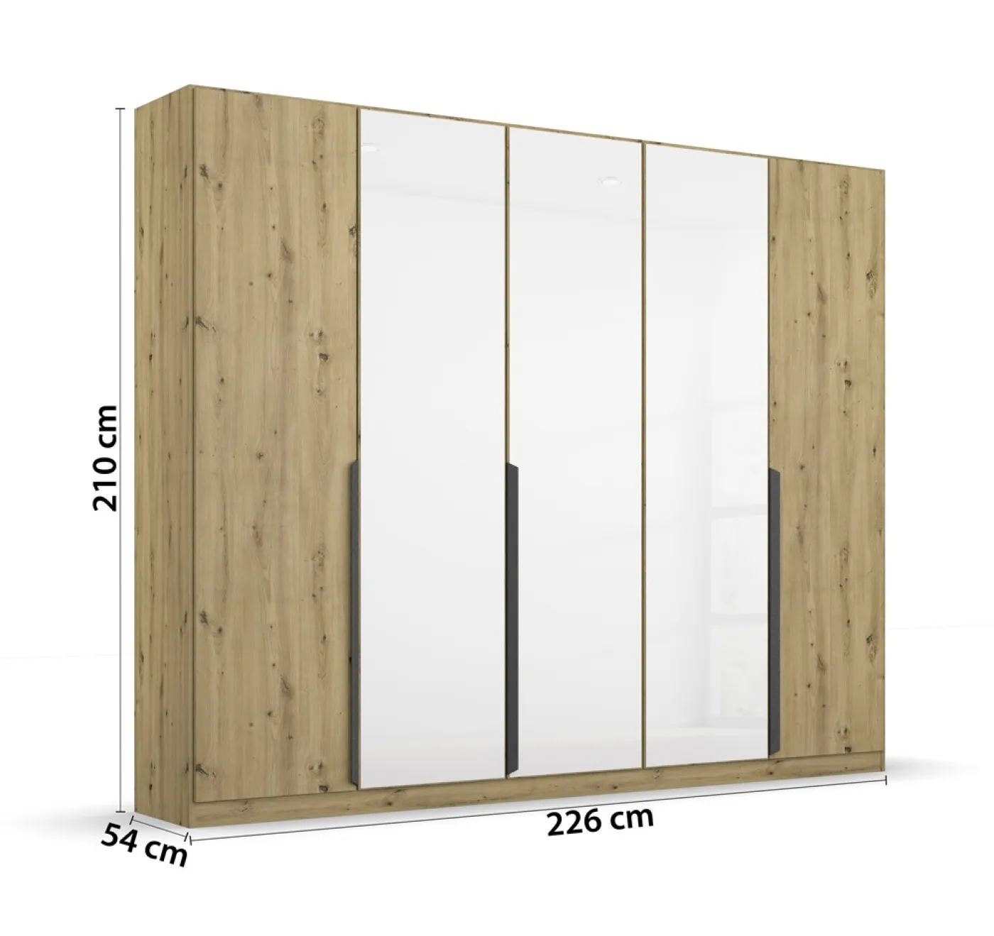 Kleiderschrank Drehtürenschrank Artemis | mit Glastüren | Eiche Artisan / weiß | verschiedene größen