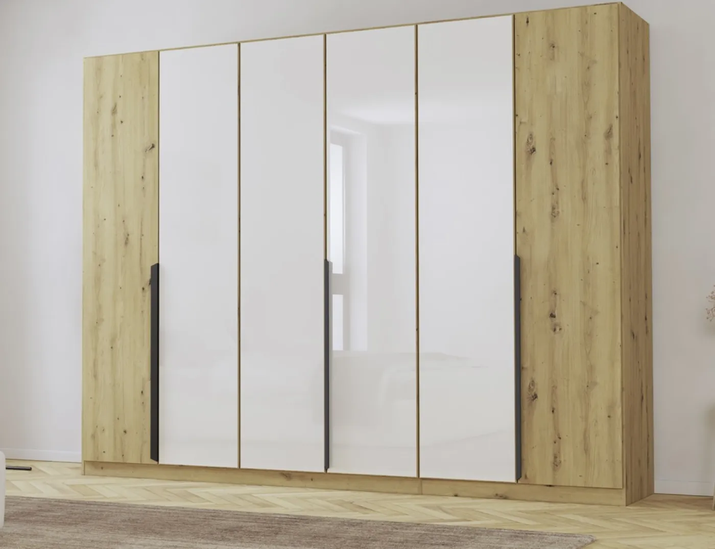 Kleiderschrank Drehtürenschrank Artemis | mit Glastüren | Eiche Artisan / weiß | verschiedene größen