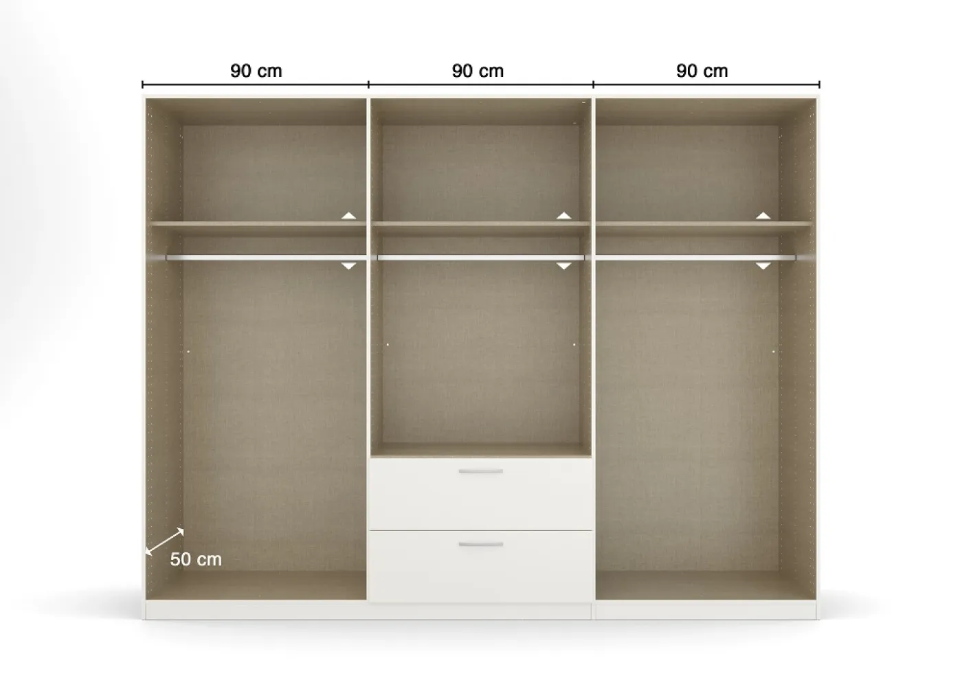 Kleiderschrank Drehtürenschrank Dark&Wood | 6-türig | mit Schubkästen | grau metallic / Eiche Artisan | 271x210