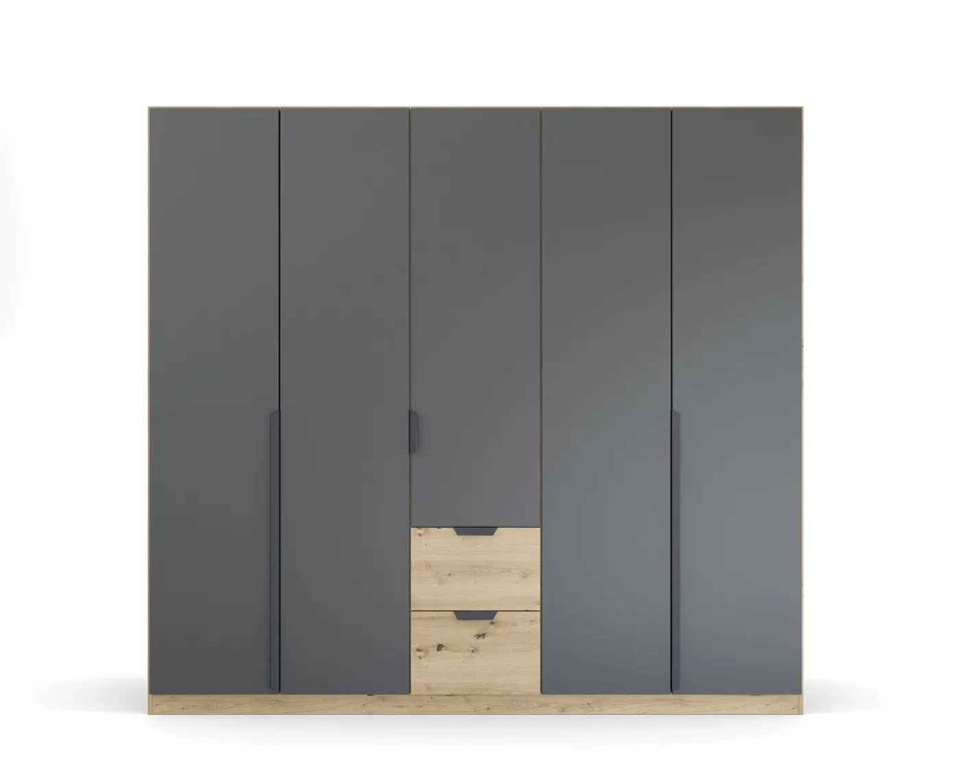 Kleiderschrank Drehtürenschrank Dark&Wood | mit Schubkästen | grau metallic / Eiche Artisan | verschiedene Größen