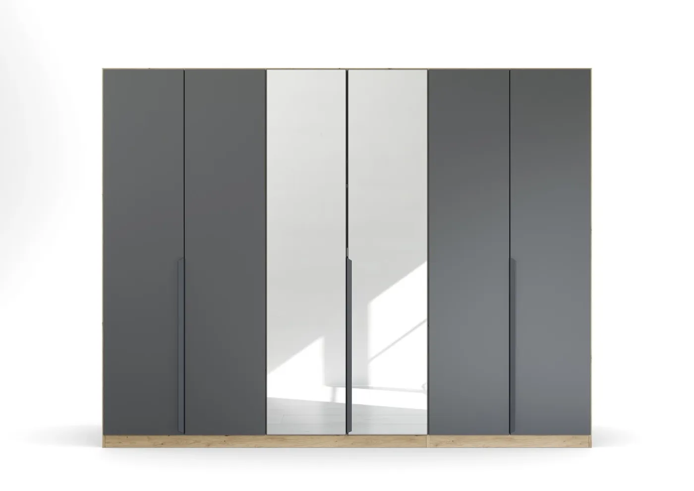 Kleiderschrank Drehtürenschrank Dark&Wood | mit Spiegeltüren | grau metallic / Eiche Artisan | verschiedene Größen