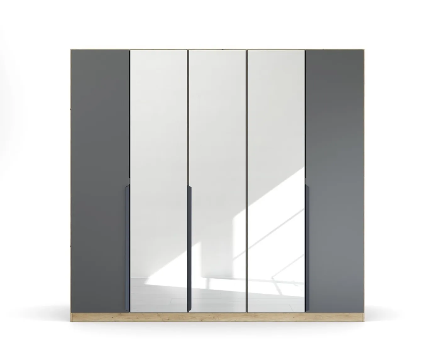 Kleiderschrank Drehtürenschrank Dark&Wood | mit Spiegeltüren | grau metallic / Eiche Artisan | verschiedene Größen