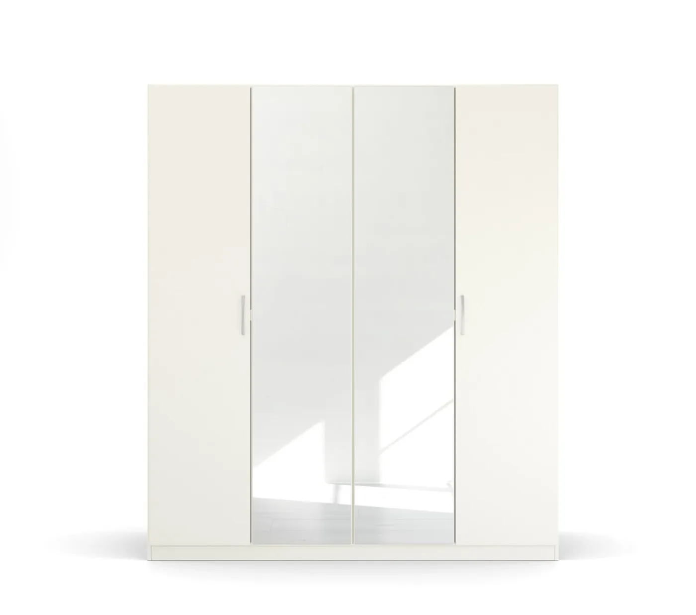 Kleiderschrank Drehtürenschrank Glamour | 4-türig | mit Spiegeltüren | weiß Hochglanz / alpinweiß | 181x210