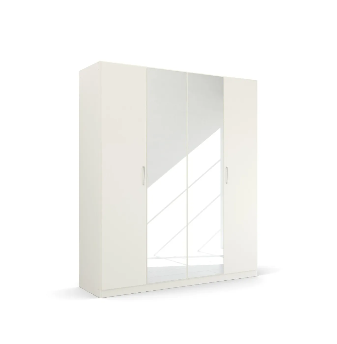 Kleiderschrank Drehtürenschrank Glamour | 4-türig | mit Spiegeltüren | weiß Hochglanz / alpinweiß | 181x210