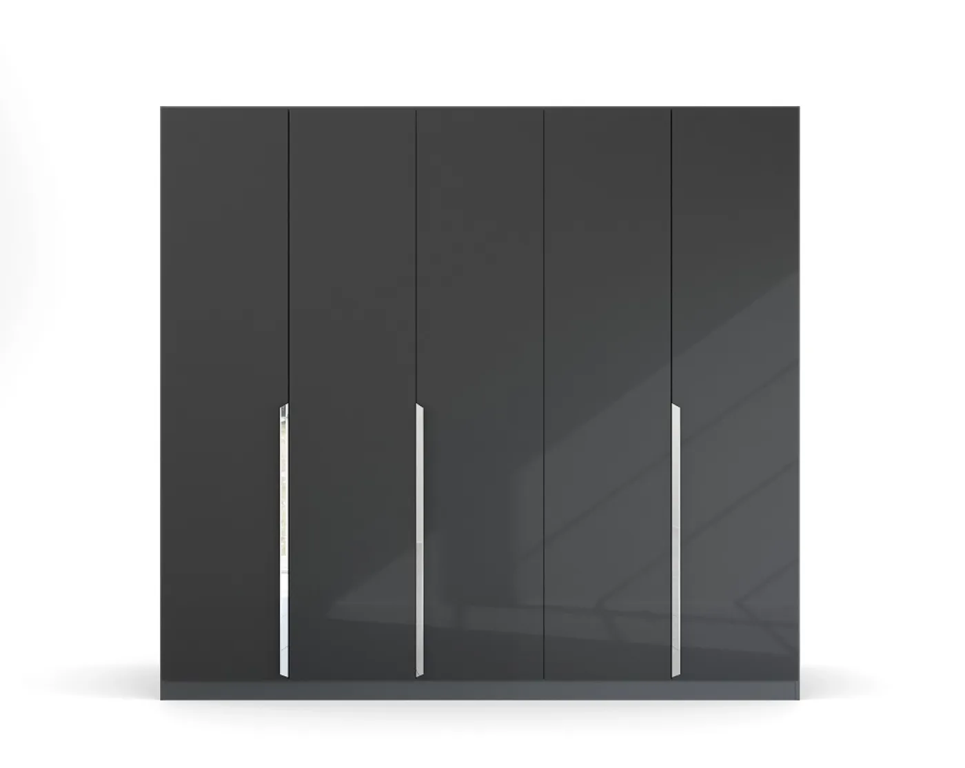 Kleiderschrank Drehtürenschrank Glamour | 5-türig | effektgrau Hochglanz / grau metallic 226x210