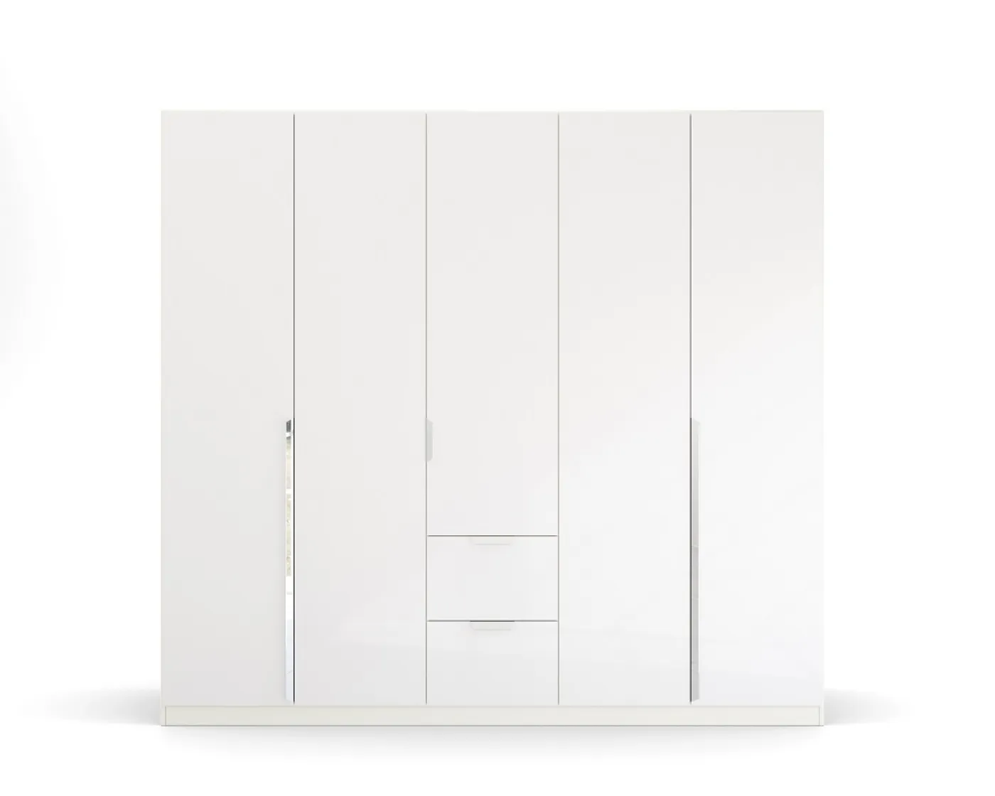 Kleiderschrank Drehtürenschrank Glamour | 5-türig | mit Schubkästen | weiß Hochglanz / alpinweiß | 226x210