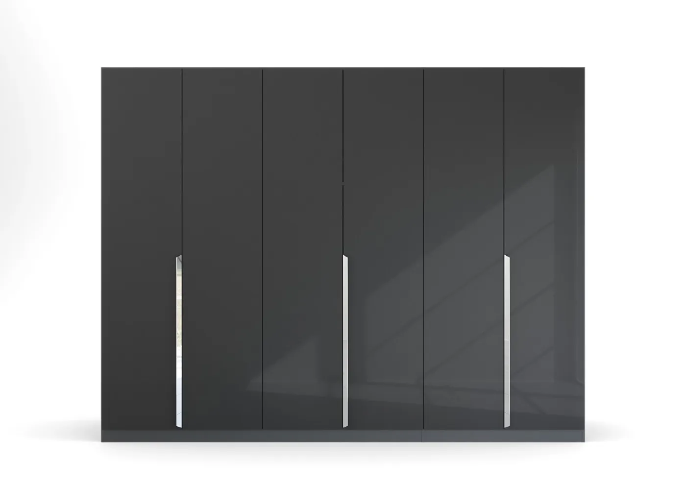 Kleiderschrank Drehtürenschrank Glamour | 6-türig | effektgrau Hochglanz / grau metallic 271x210