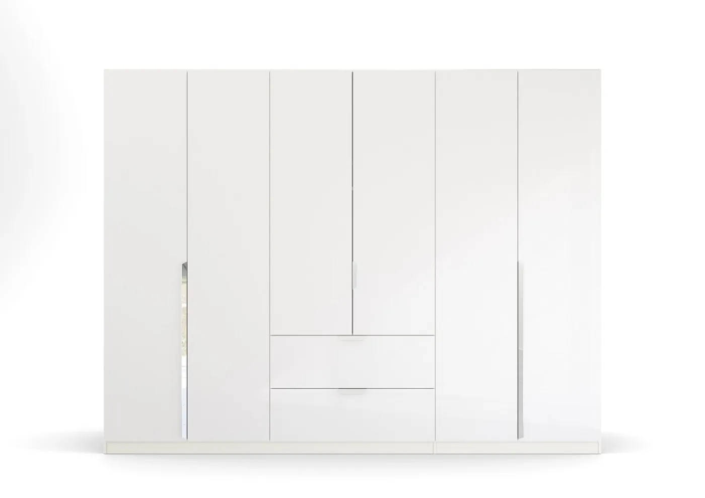 Kleiderschrank Drehtürenschrank Glamour | 6-türig | mit Schubkästen | weiß Hochglanz / alpinweiß | 271x210