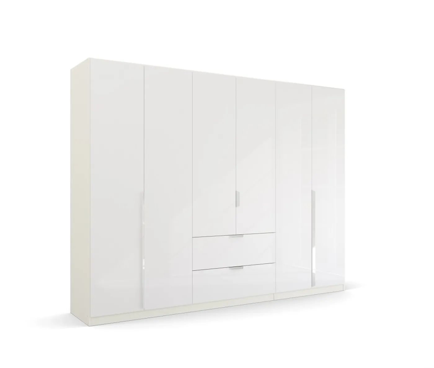 Kleiderschrank Drehtürenschrank Glamour | mit Schubkästen | weiß Hochglanz / alpinweiß | verschiedene Größen