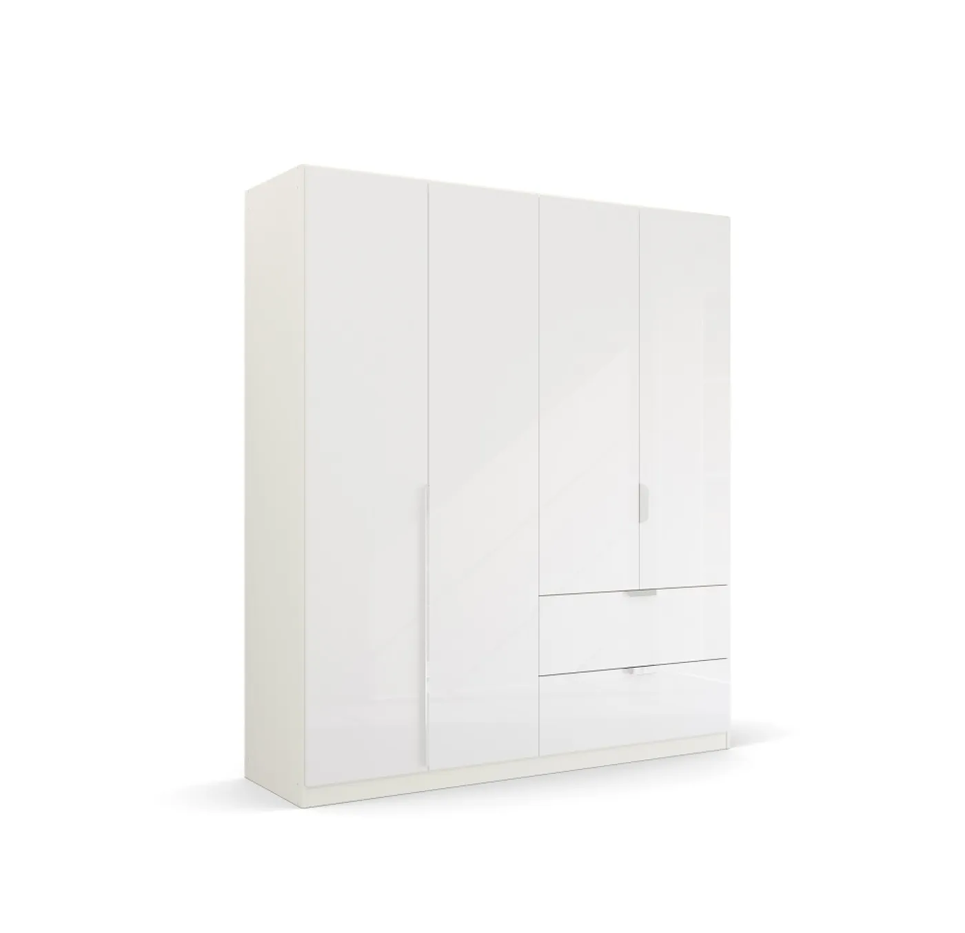 Kleiderschrank Drehtürenschrank Glamour | mit Schubkästen | weiß Hochglanz / alpinweiß | verschiedene Größen