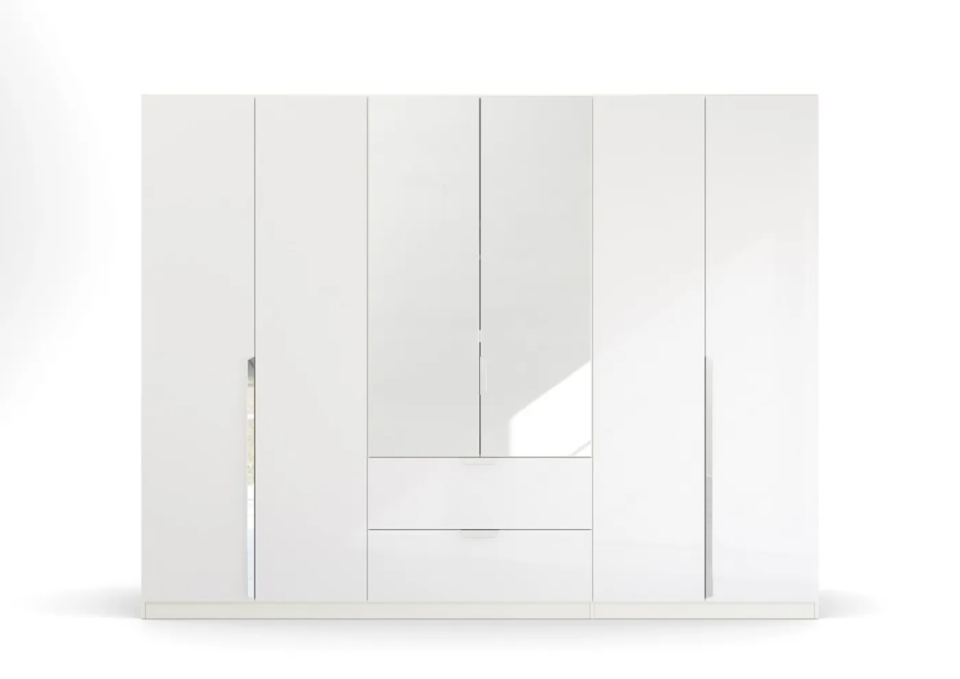 Kleiderschrank Drehtürenschrank Glamour | mit Spiegeltüren & Schubkästen | weiß Hochglanz / alpinweiß | verschiedene Größen