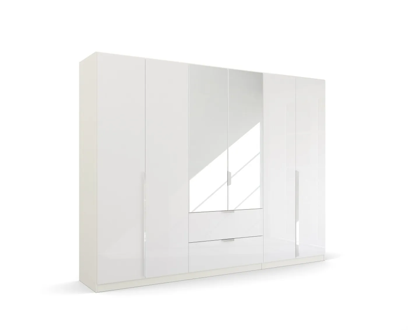 Kleiderschrank Drehtürenschrank Glamour | mit Spiegeltüren & Schubkästen | weiß Hochglanz / alpinweiß | verschiedene Größen