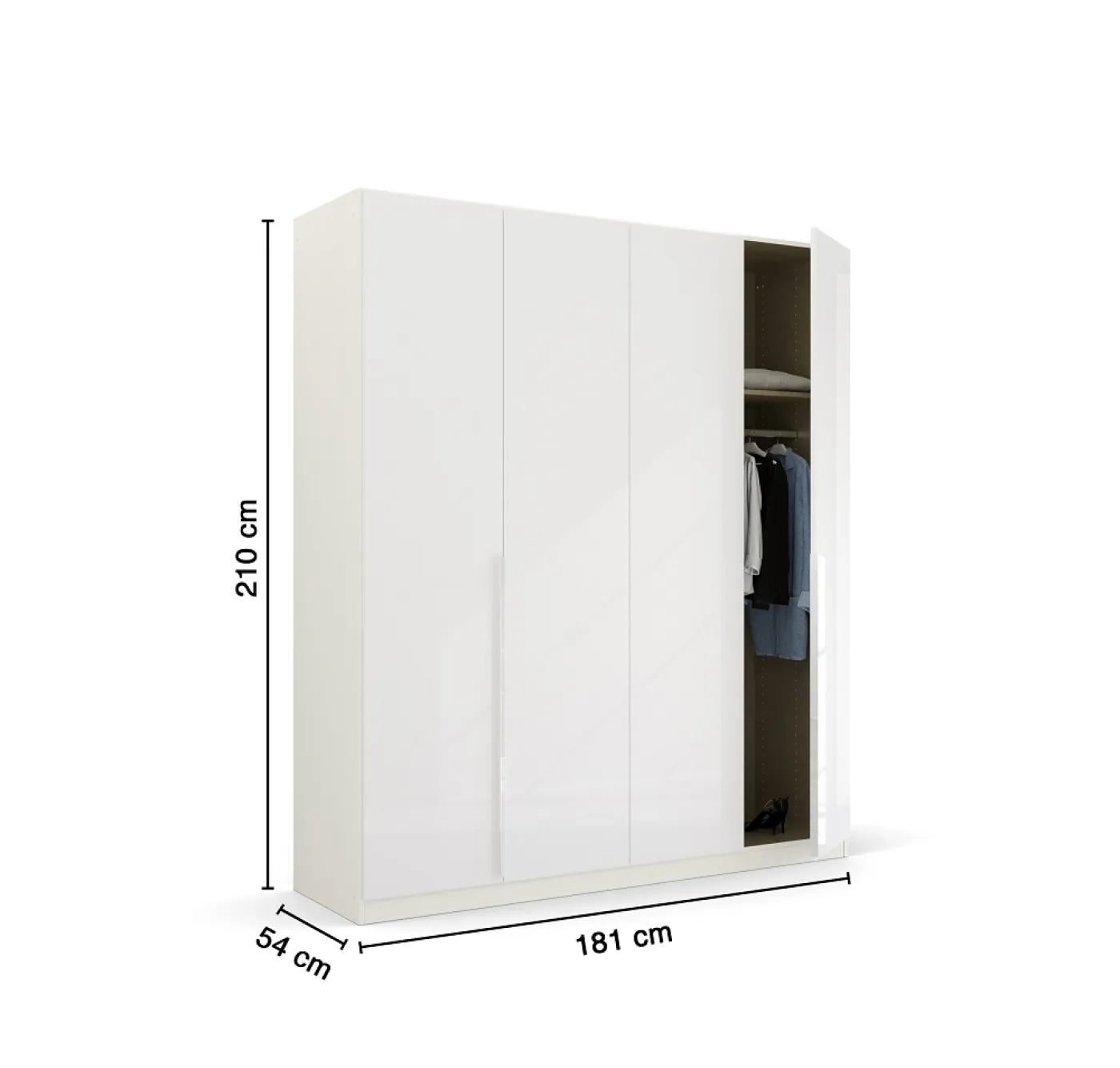 Kleiderschrank Drehtürenschrank Glamour | weiß Hochglanz / alpinweiß | verschiedene Größen