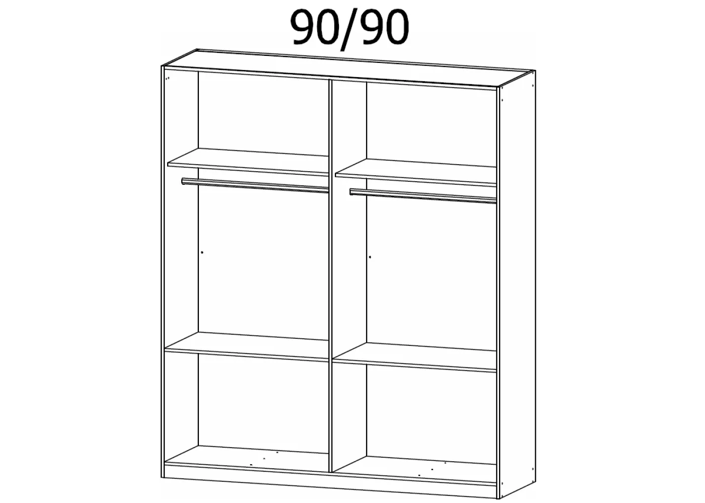 Kleiderschrank Drehtürenschrank Homey | 4-türig | mit Schubkästen | seidengrau / Eiche Artisan | 181x210