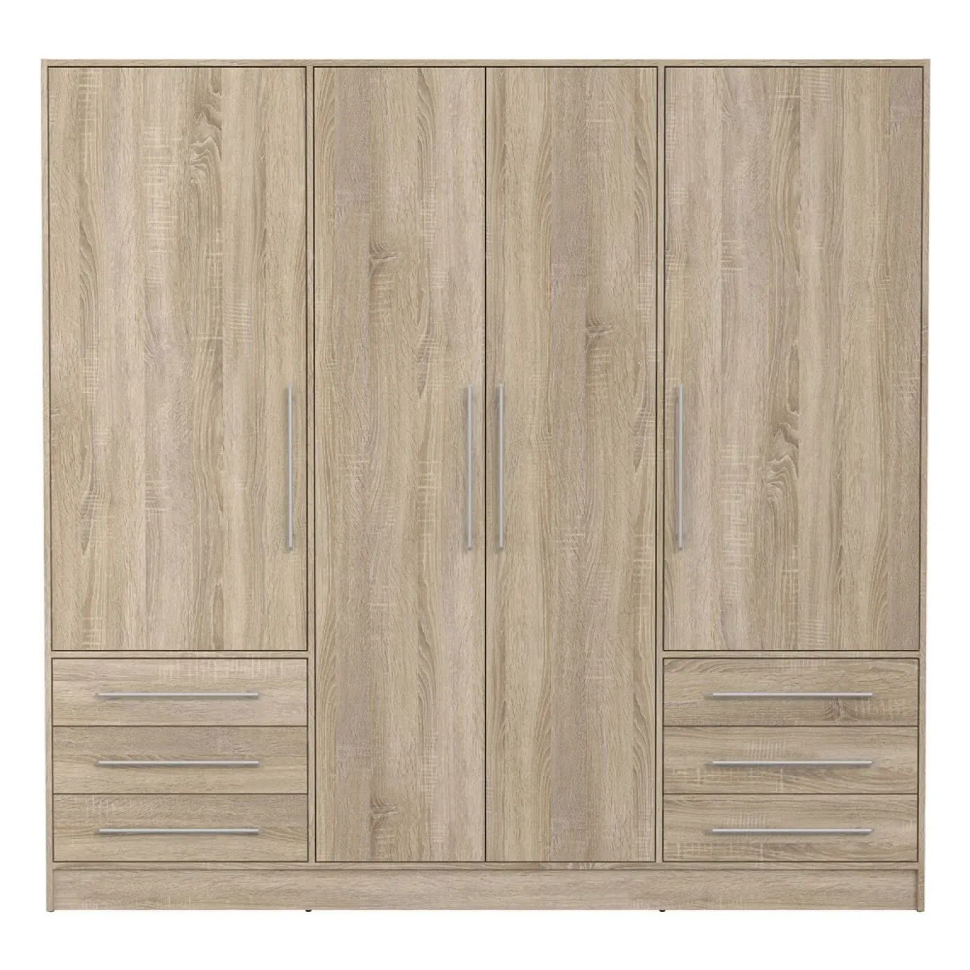 Kleiderschrank Drehtürenschrank Jupp | 4-türig | mit Schubkästen | Sonoma Eiche