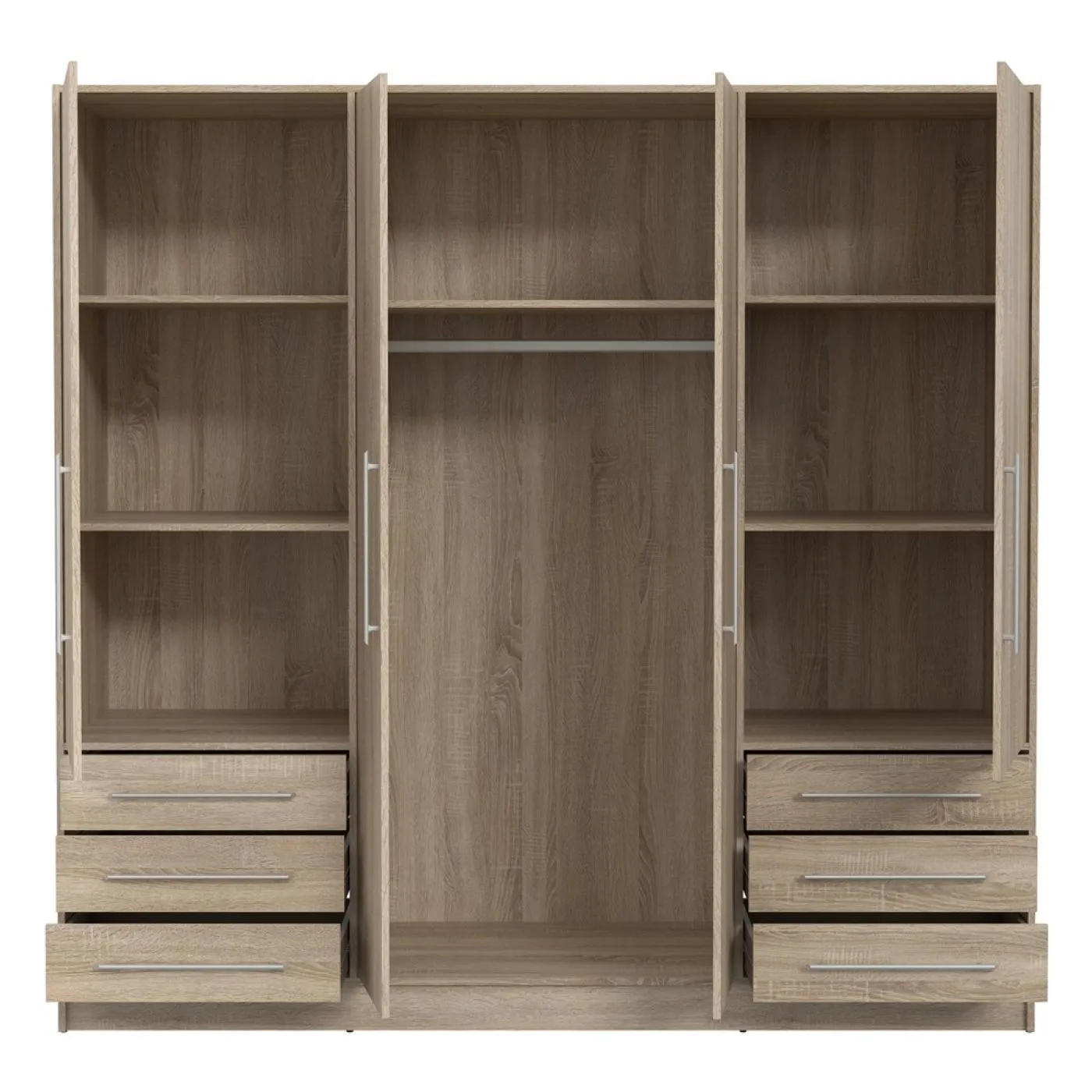 Kleiderschrank Drehtürenschrank Jupp | 4-türig | mit Schubkästen | Sonoma Eiche