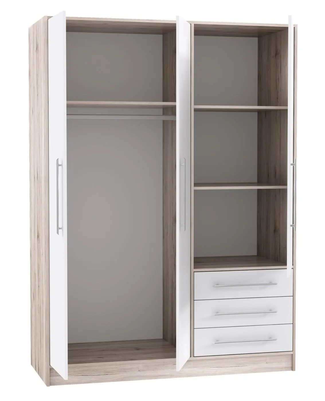 Kleiderschrank Drehtürenschrank Jupp | mit Schubkästen | Sandeiche / weiß | verschiedene Größen