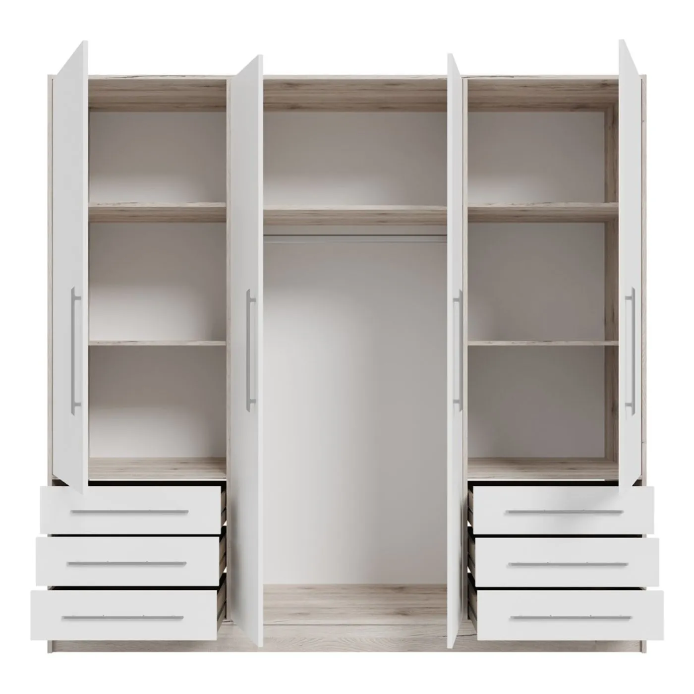 Kleiderschrank Drehtürenschrank Jupp | mit Schubkästen | Sandeiche / weiß | verschiedene Größen