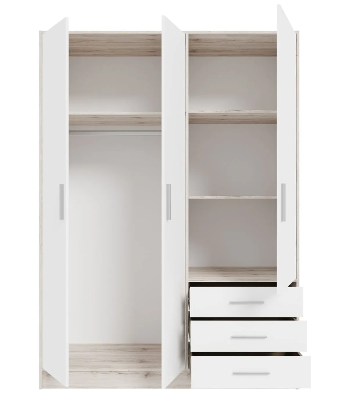 Kleiderschrank Drehtürenschrank Jupp | mit Schubkästen | Sandeiche / weiß | verschiedene Größen