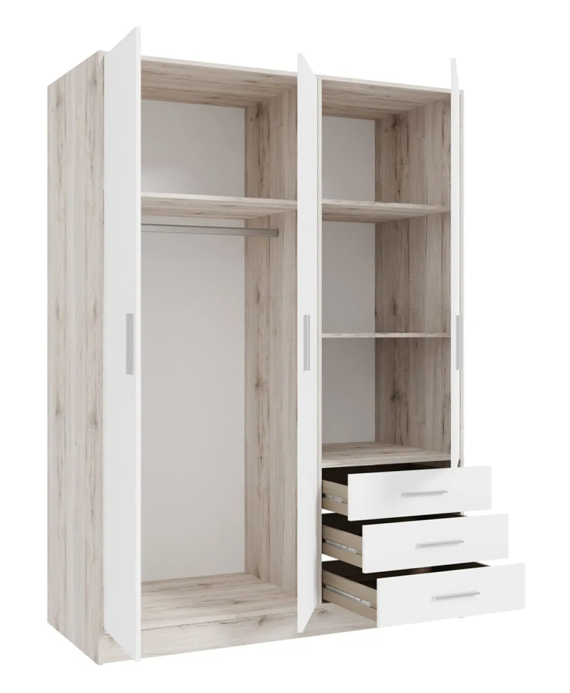 Kleiderschrank Drehtürenschrank Jupp | mit Schubkästen | Sandeiche / weiß | verschiedene Größen