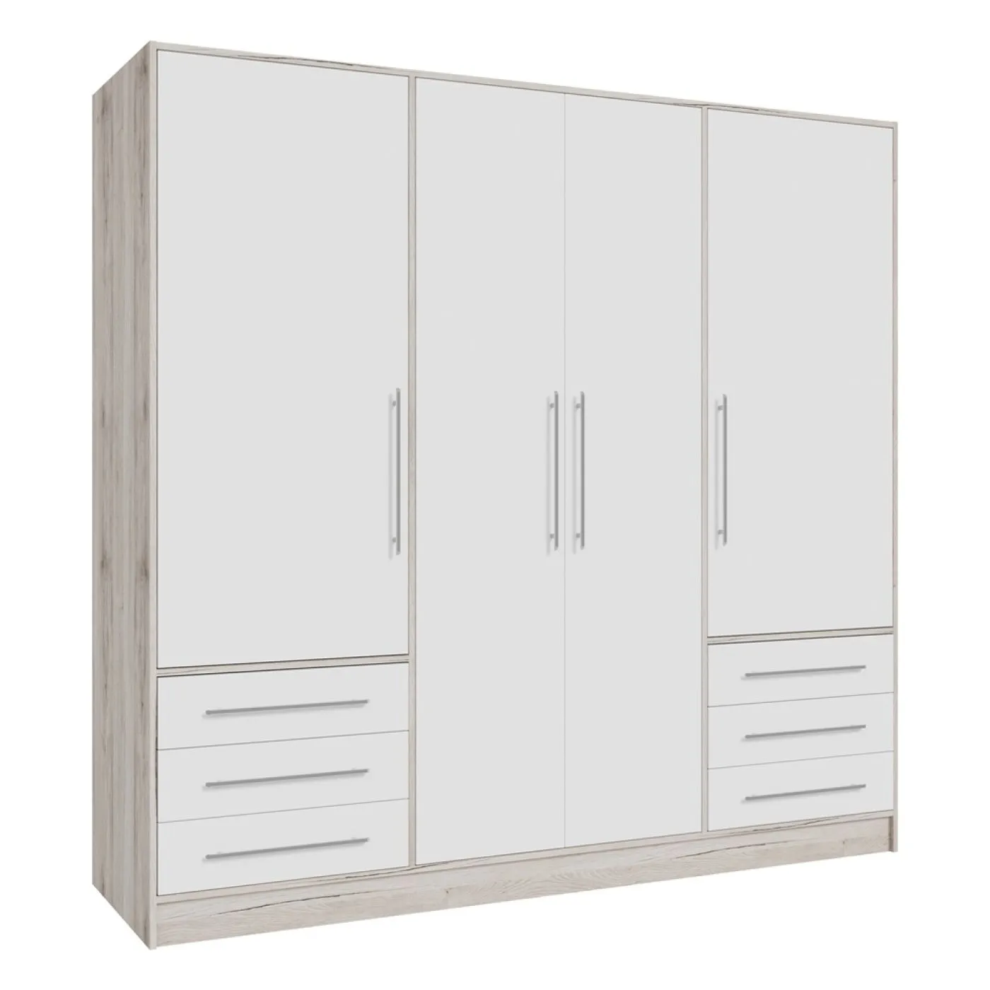 Kleiderschrank Drehtürenschrank Jupp | mit Schubkästen | Sandeiche / weiß | verschiedene Größen