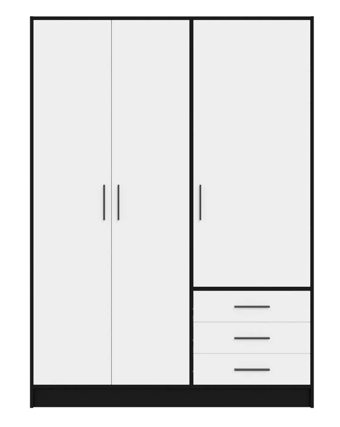 Kleiderschrank Drehtürenschrank Jupp | mit Schubkästen | schwarz / weiß | 144,6 x 200 x 60 cm