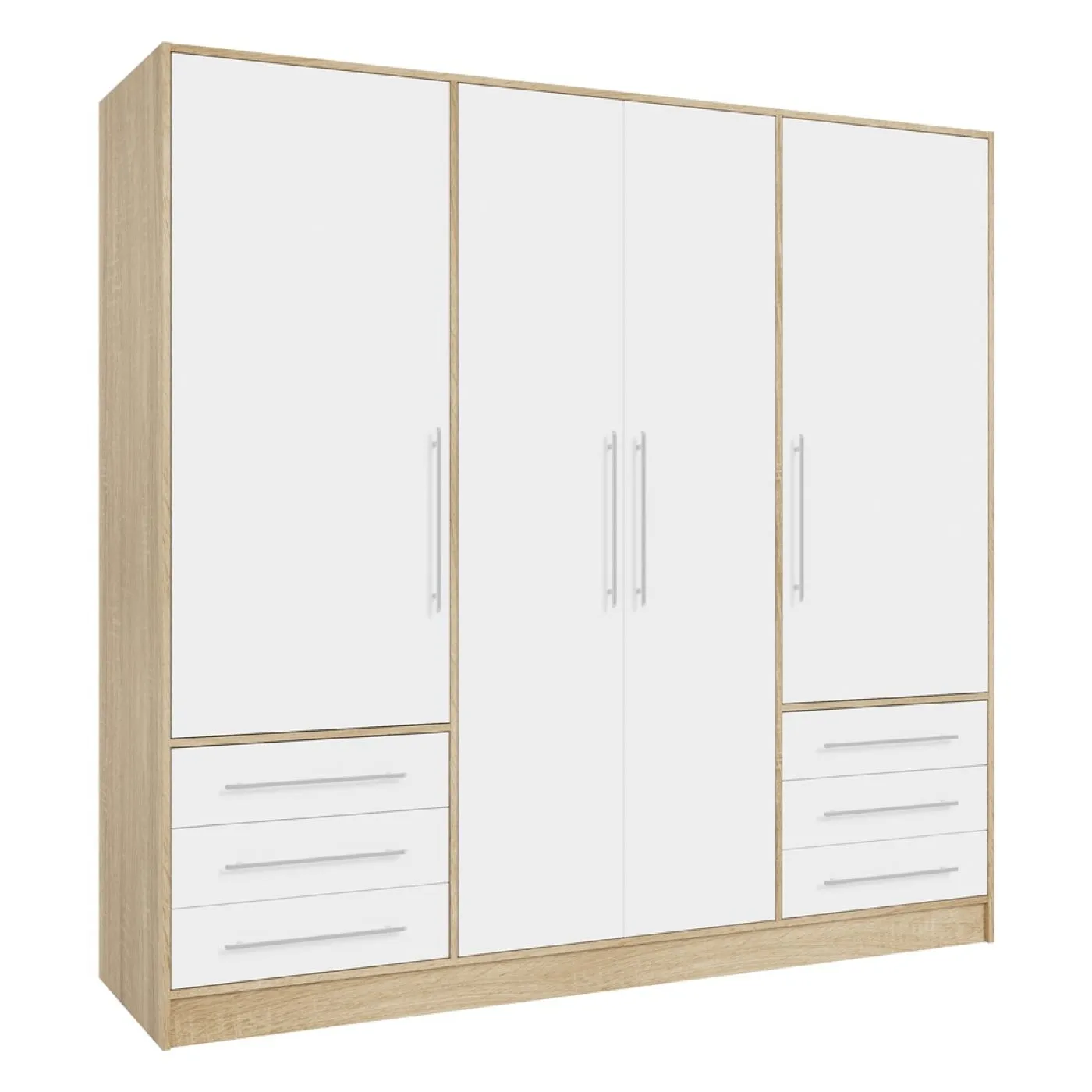Kleiderschrank Drehtürenschrank Jupp | mit Schubkästen | Sonoma Eiche / weiß | verschiedene Größen