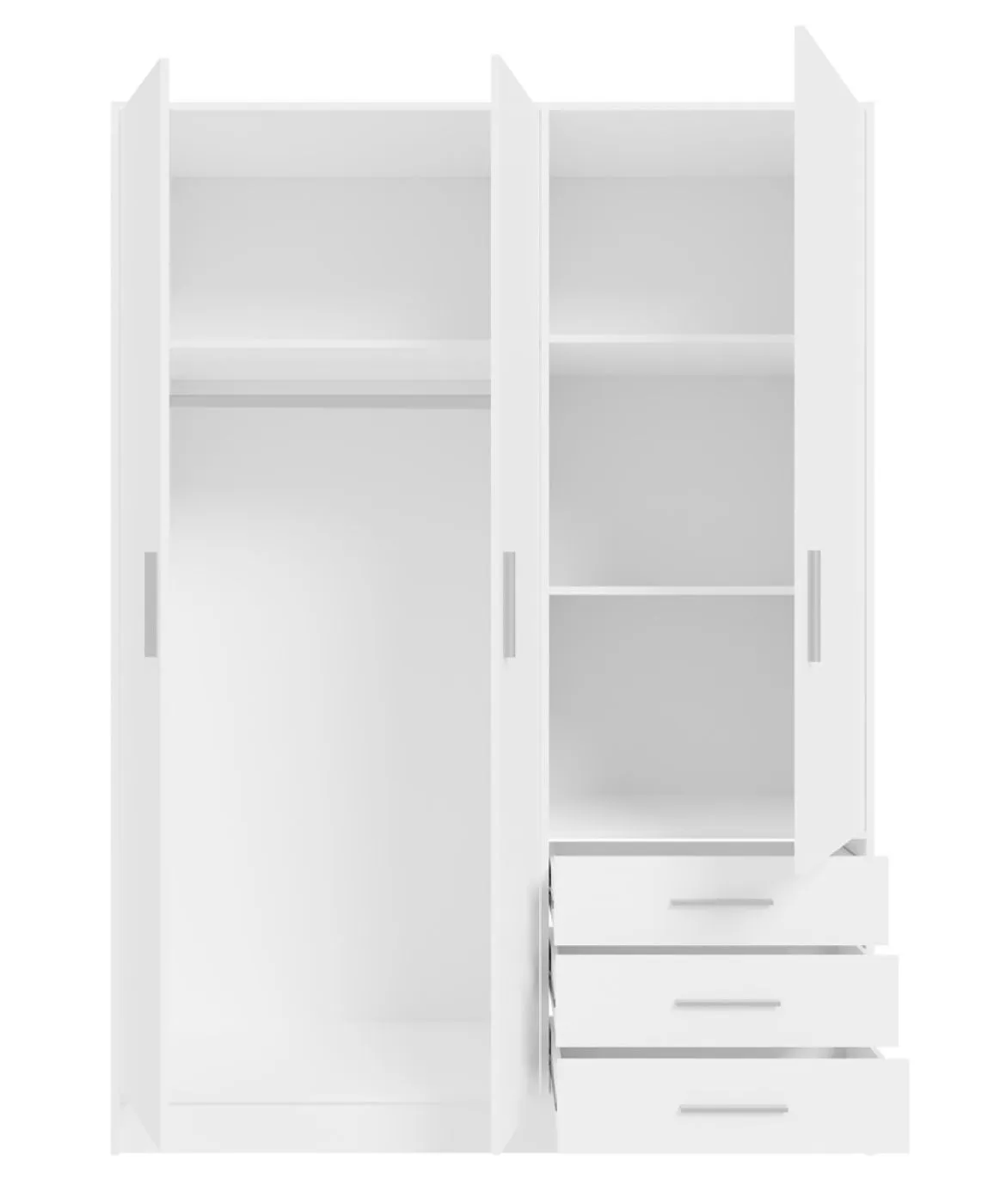Kleiderschrank Drehtürenschrank Jupp | mit Schubkästen | weiß | 144,6 x 200 x 60 cm