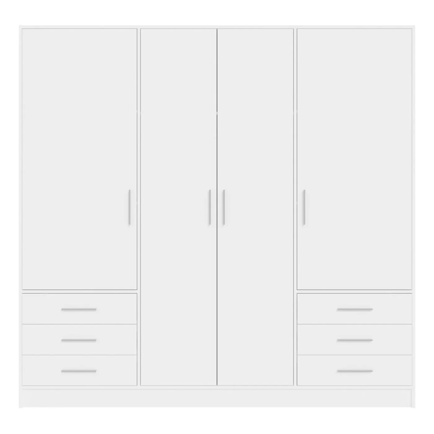 Kleiderschrank Drehtürenschrank Jupp | mit Schubkästen | weiß | 206,5 x 200 x 60 cm