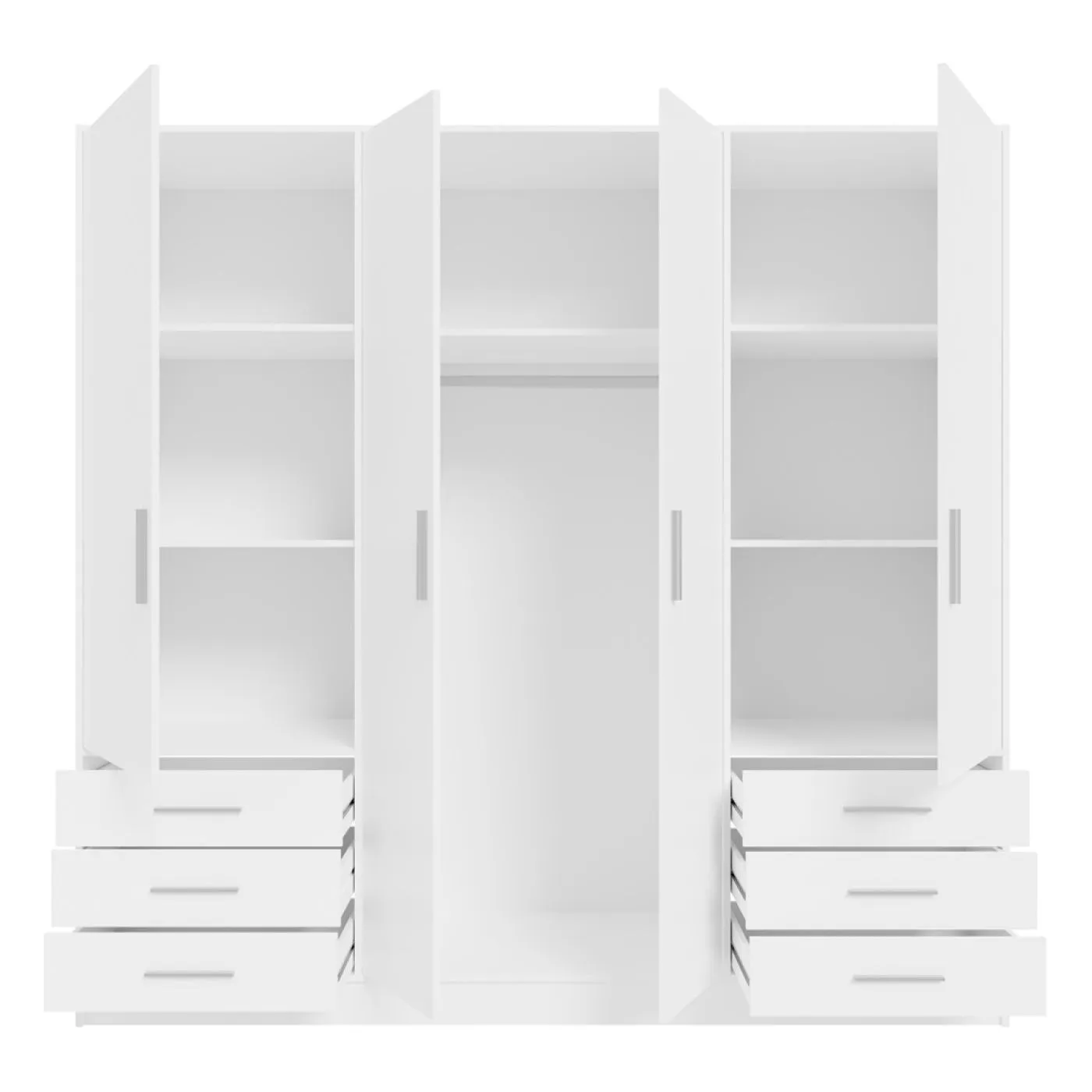 Kleiderschrank Drehtürenschrank Jupp | mit Schubkästen | weiß | 206,5 x 200 x 60 cm