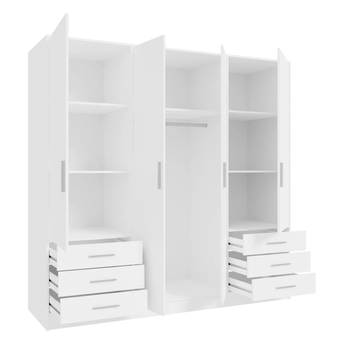 Kleiderschrank Drehtürenschrank Jupp | mit Schubkästen | weiß | 206,5 x 200 x 60 cm