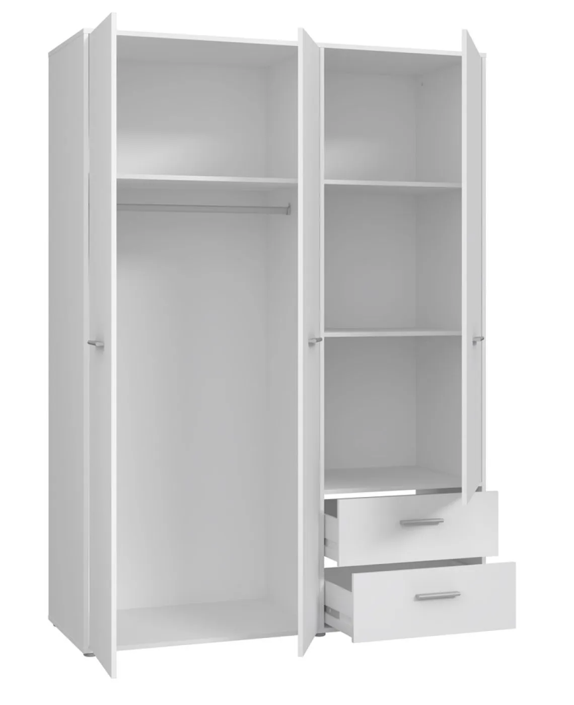 Kleiderschrank Drehtürenschrank Mokko | 3-türig | mit Schubkästen | weiß