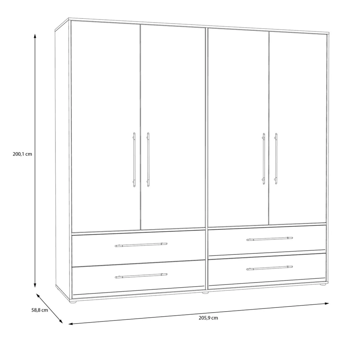 Kleiderschrank Drehtürenschrank Mokko | 4-türig | mit Schubkästen | Artisan Eiche / weiß