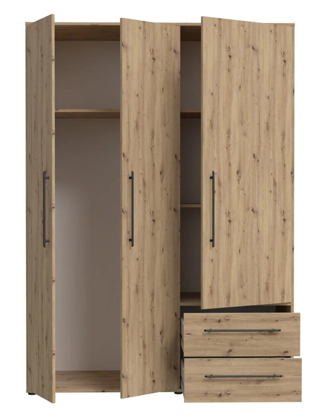 Kleiderschrank Drehtürenschrank Mokko | mit Schubkästen | Artisan Eiche | verschiedene Größen