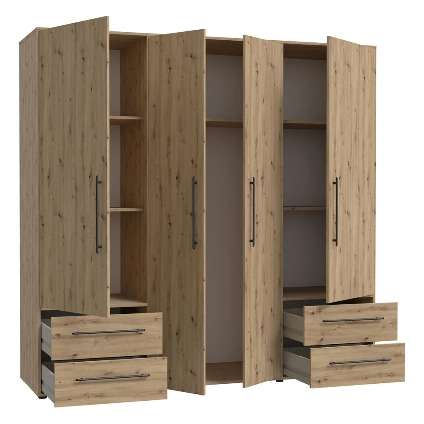 Kleiderschrank Drehtürenschrank Mokko | mit Schubkästen | Artisan Eiche | verschiedene Größen