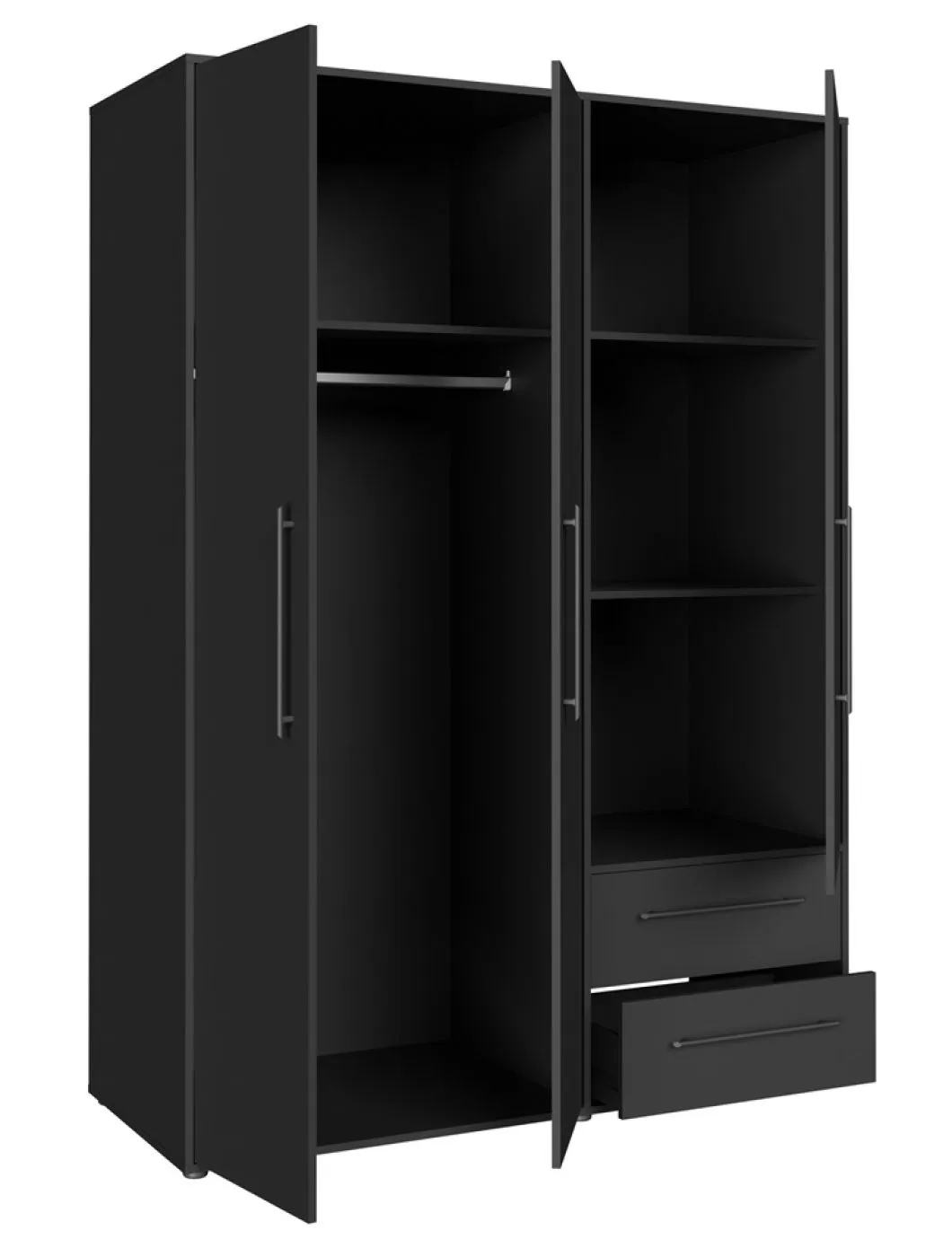 Kleiderschrank Drehtürenschrank Mokko | mit Schubkästen | schwarz | verschiedene Größen