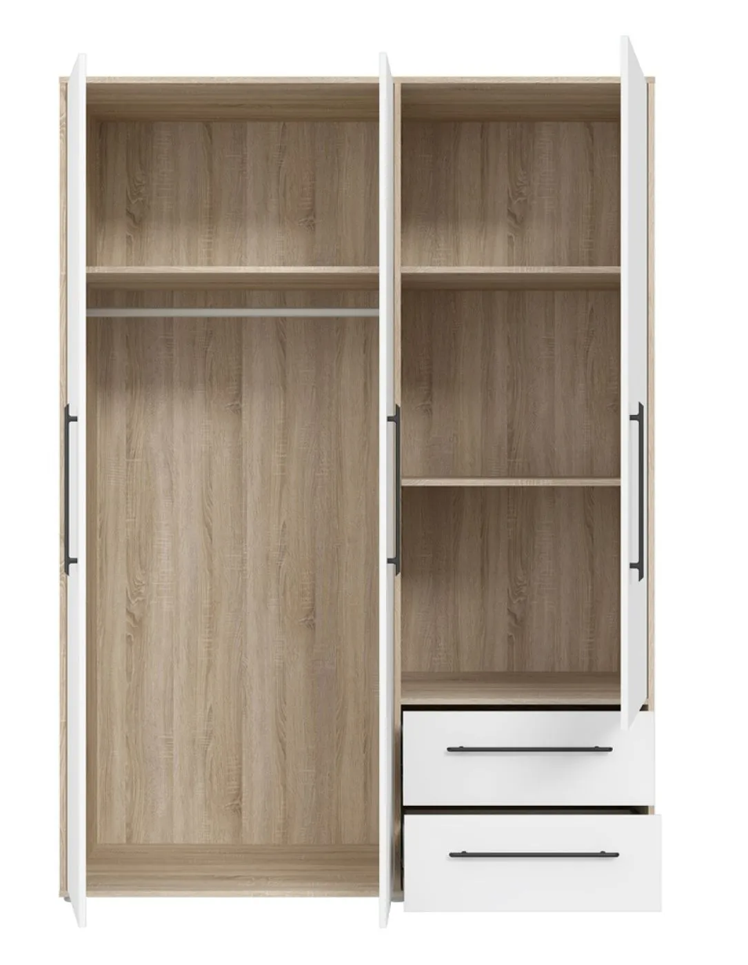 Kleiderschrank Drehtürenschrank Mokko | mit Schubkästen | Sonoma Eiche / weiß | verschiedene Größen