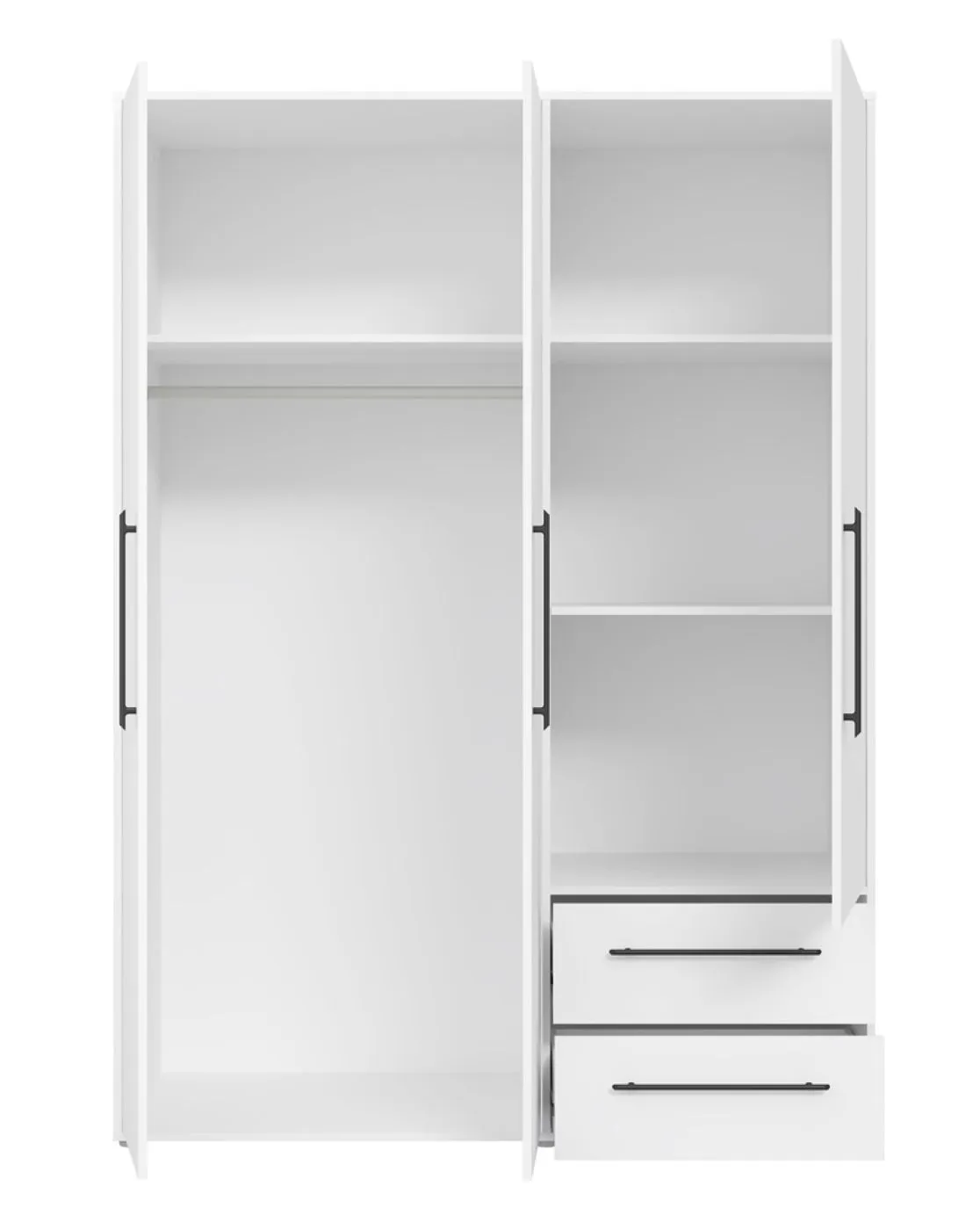 Kleiderschrank Drehtürenschrank Mokko | mit Schubkästen | weiß | 144,4 x 200 x 59 cm