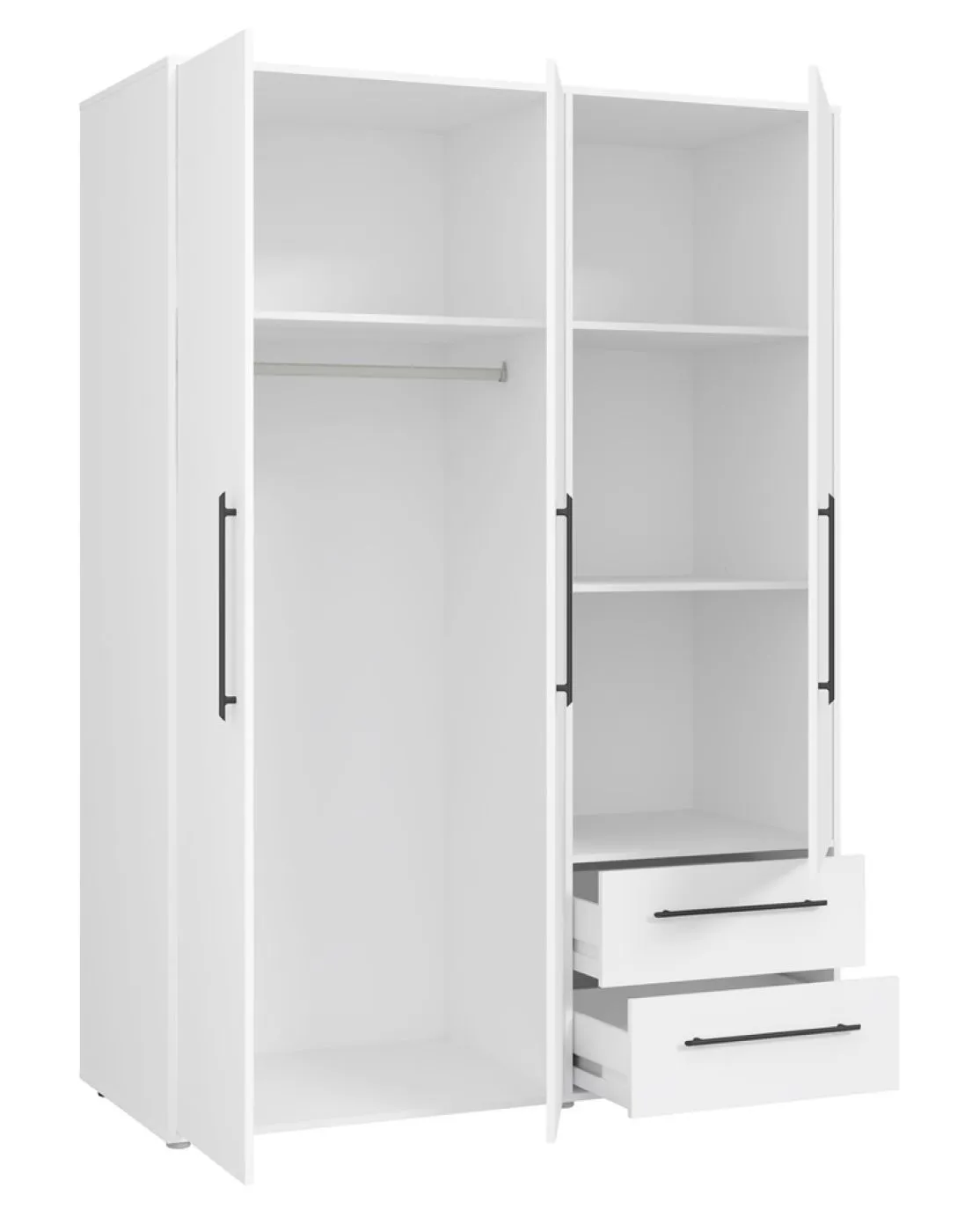 Kleiderschrank Drehtürenschrank Mokko | mit Schubkästen | weiß | 144,4 x 200 x 59 cm