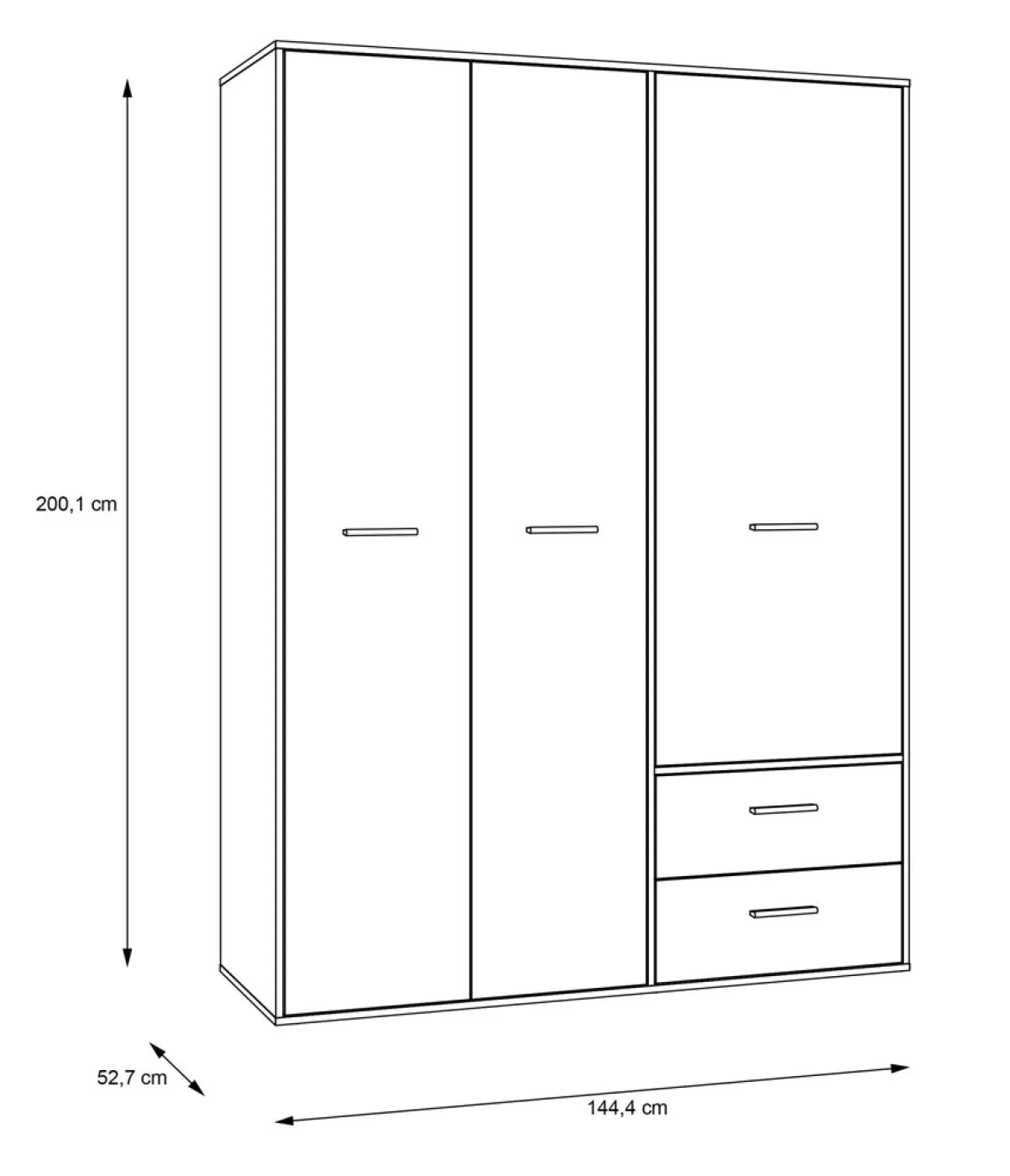 Kleiderschrank Drehtürenschrank Mokko | mit Schubkästen | weiß | 144,4 x 200 x 59 cm