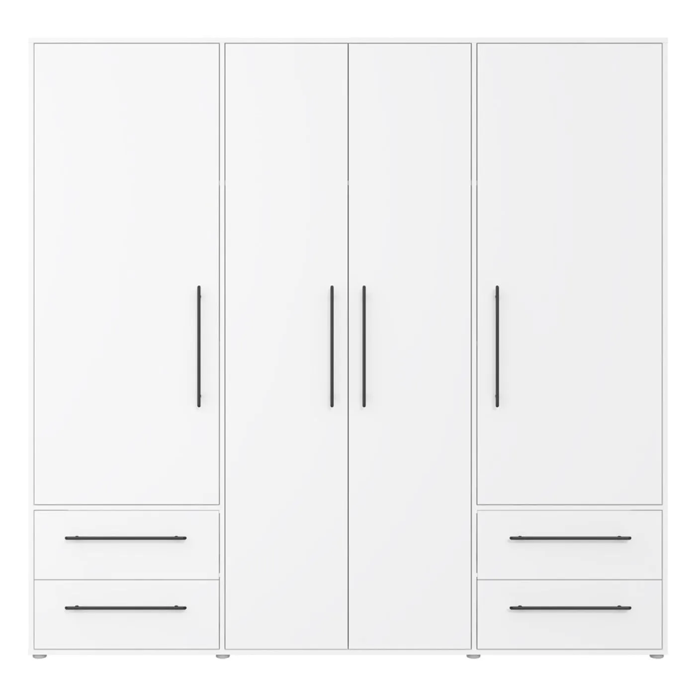 Kleiderschrank Drehtürenschrank Mokko | mit Schubkästen | weiß | 206 x 200 x 59 cm