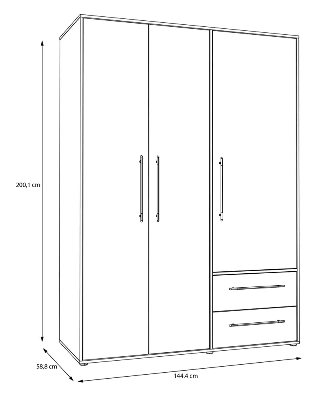 Kleiderschrank Drehtürenschrank Mokko | mit Schubkästen | weiß / Artisan Eiche | verschiedene Größen