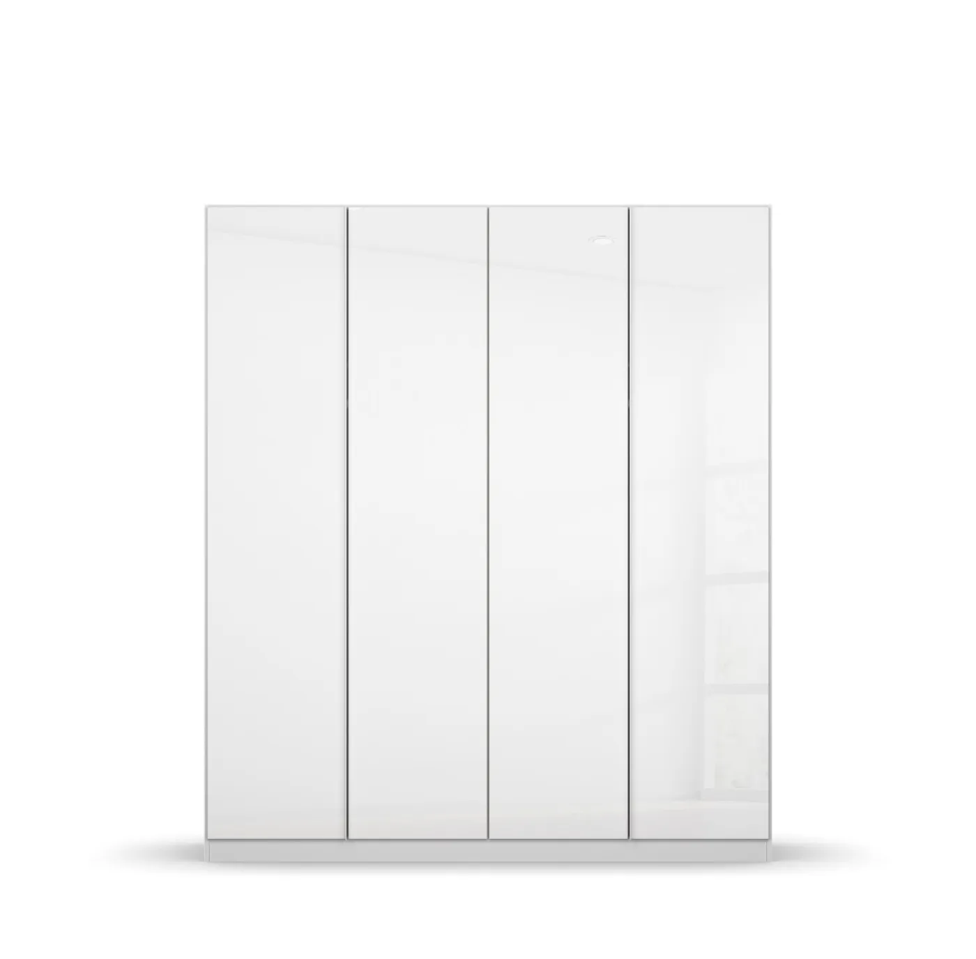 Kleiderschrank Drehtürenschrank Monostar | 4-türig | mit Glastüren | Alpinweiß | 181x210 | ohne Schubkasteneinsatz & Wäscheeinteilung