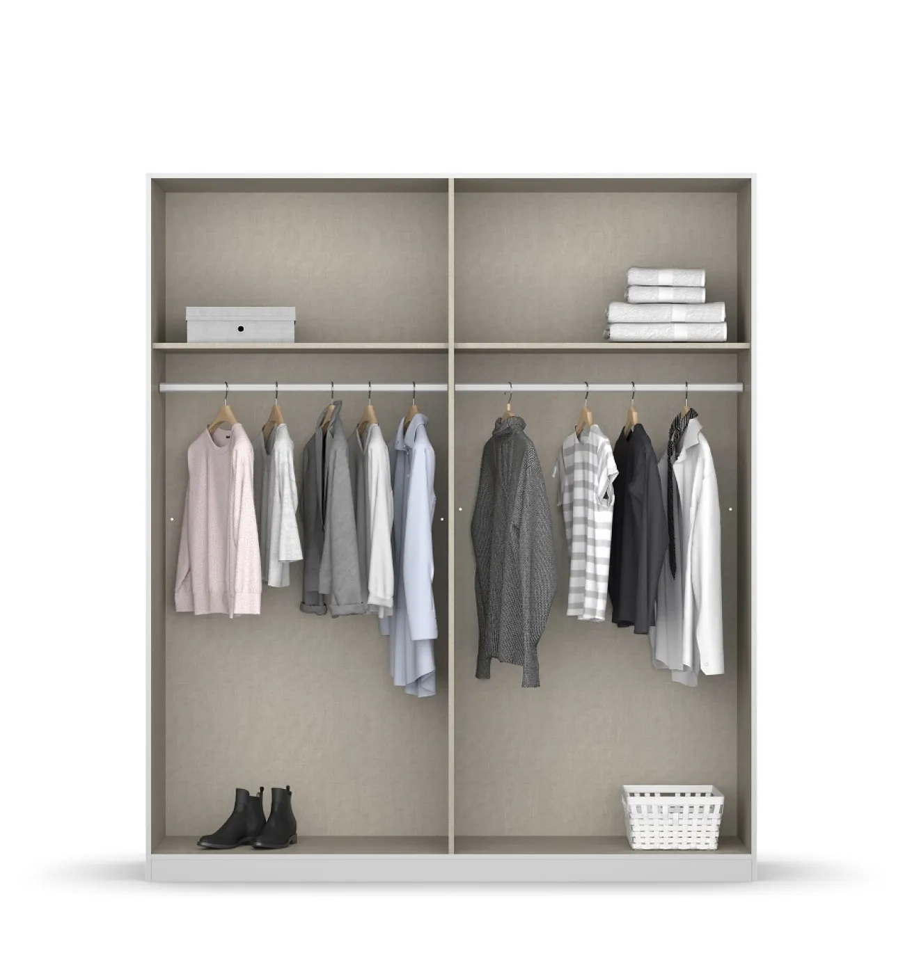 Kleiderschrank Drehtürenschrank Monostar | 4-türig | mit Glastüren | Alpinweiß | 181x210 | ohne Schubkasteneinsatz & Wäscheeinteilung