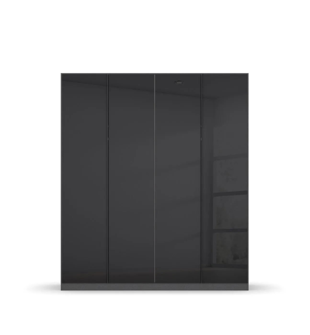 Kleiderschrank Drehtürenschrank Monostar | 4-türig | mit Glastüren | Glas basalt / grau metallic | 181x210 | mit Schubkasteneinsatz & Wäscheeinteilung
