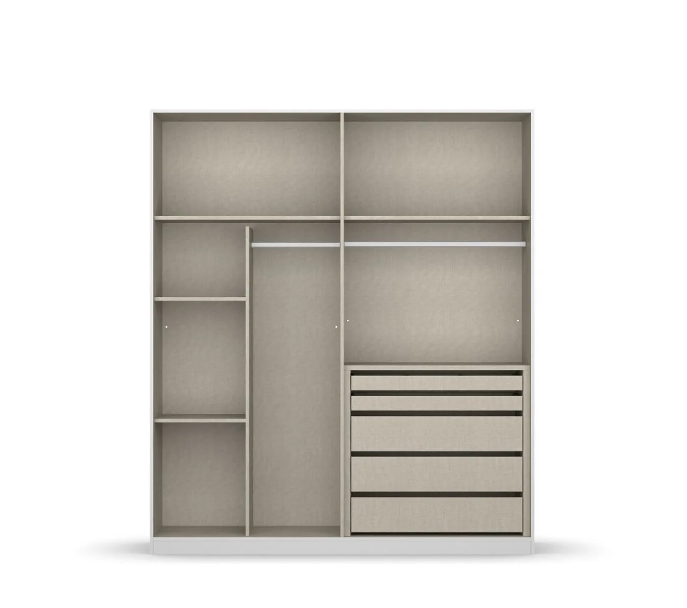 Kleiderschrank Drehtürenschrank Monostar | 4-türig | mit Glastüren | Glas basalt / grau metallic | 181x210 | mit Schubkasteneinsatz & Wäscheeinteilung