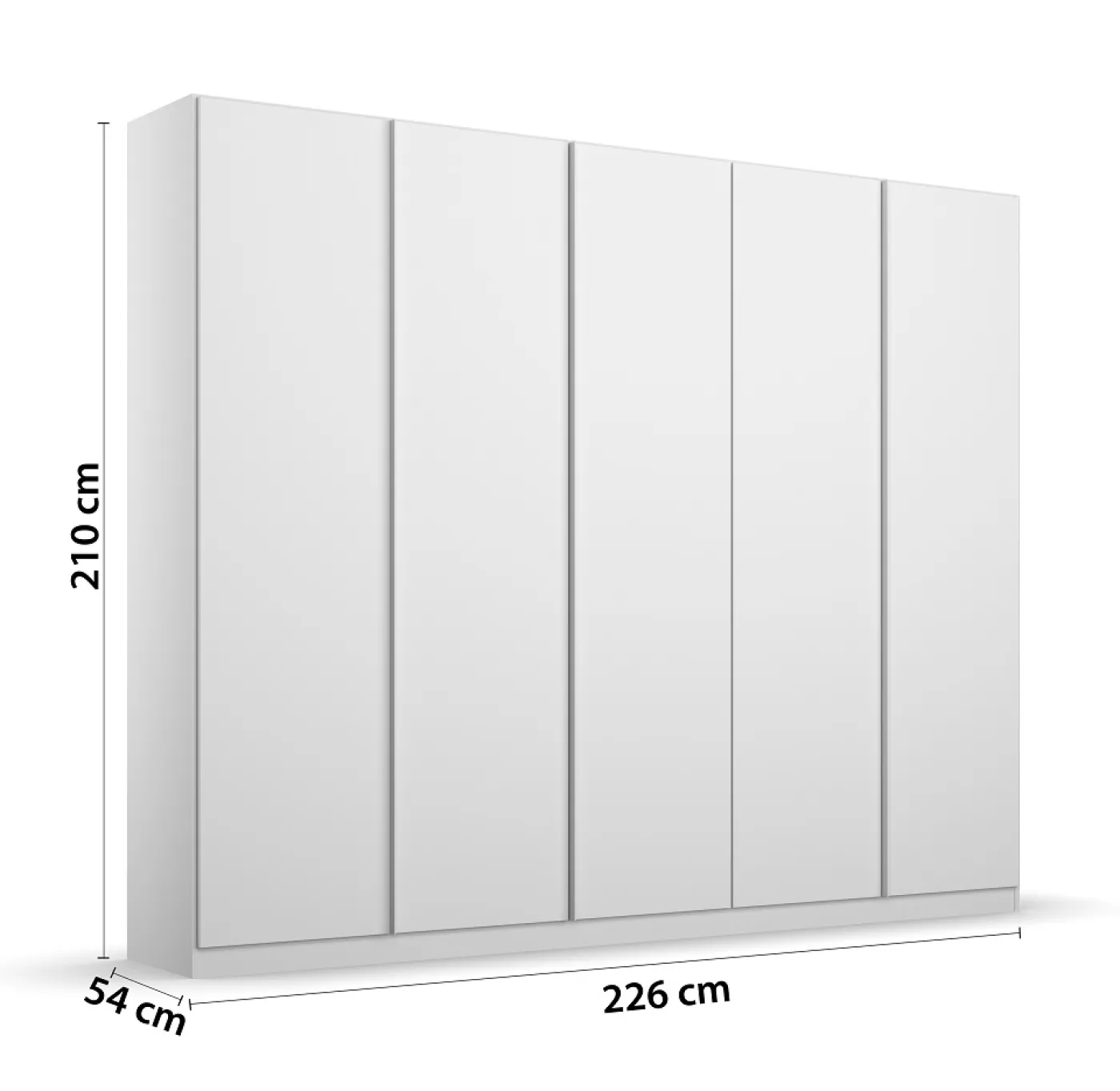 Kleiderschrank Drehtürenschrank Monostar | 5-türig | Alpinweiß 226 x 210 x 54 cm
