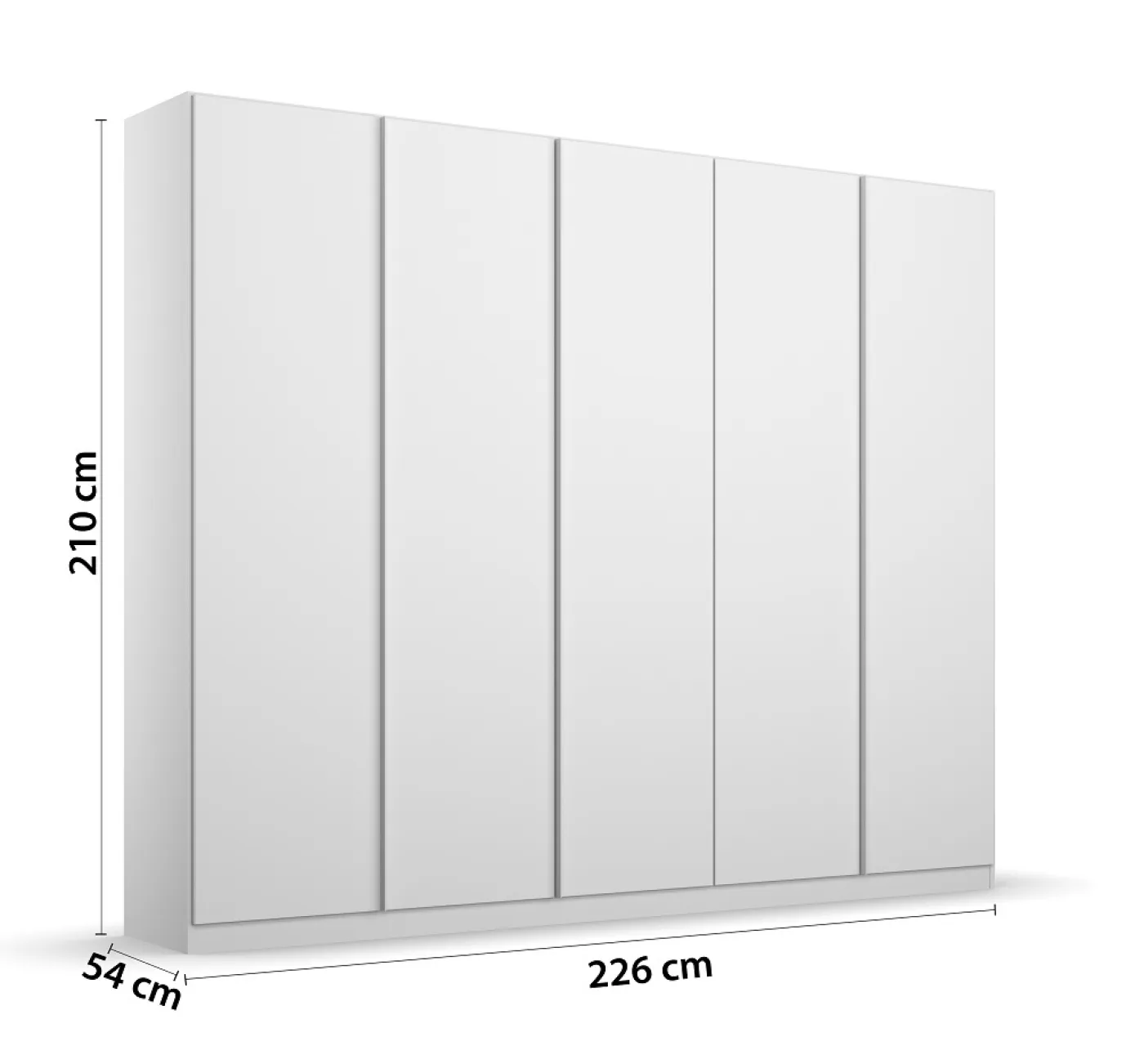 Kleiderschrank Drehtürenschrank Monostar | 5-türig | Alpinweiß 226 x 210 x 54 cm