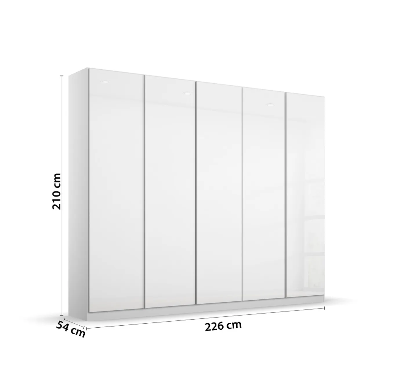 Kleiderschrank Drehtürenschrank Monostar | 5-türig | mit Glastüren | Alpinweiß | 226x210 | ohne Schubkasteneinsatz