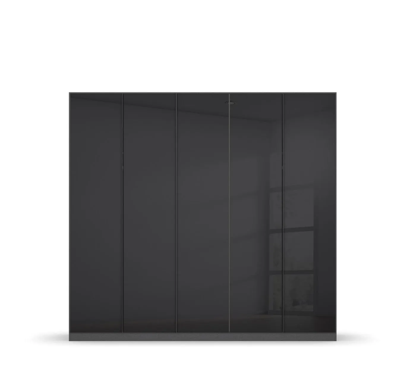 Kleiderschrank Drehtürenschrank Monostar | 5-türig | mit Glastüren | Glas basalt / grau metallic | 226x210 | mit Schubkasteneinsatz